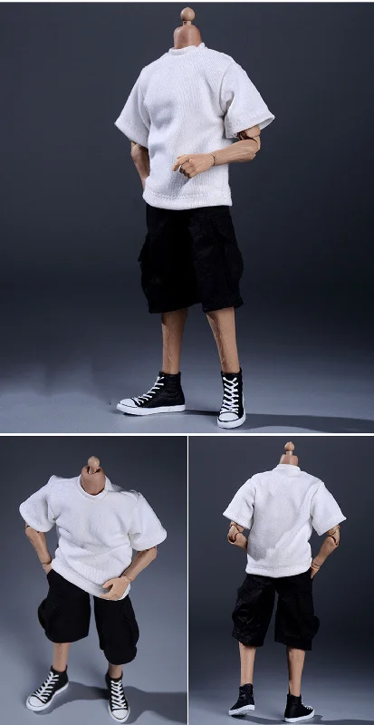 1/12 Fashion Plain T-Shirt (White) - Clothes Suitable for 6'' Action Figures
