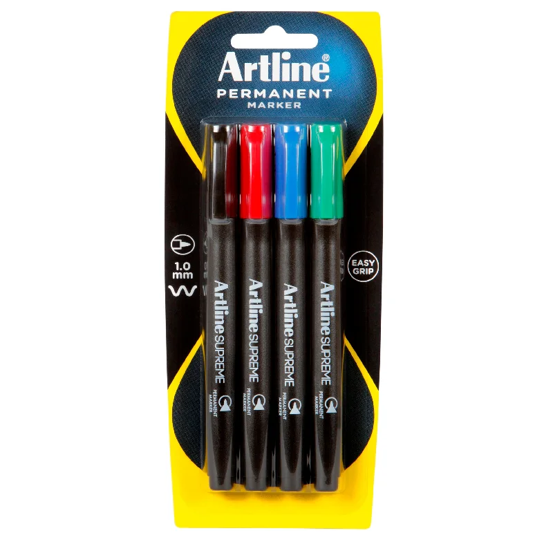 Artline Supreme Permanent Marker Assorted Pack Of 4