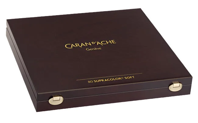 Caran D'ache Supracolour Soft Aquarelle Colour Pencils In A Wooden Box - Set Of 80