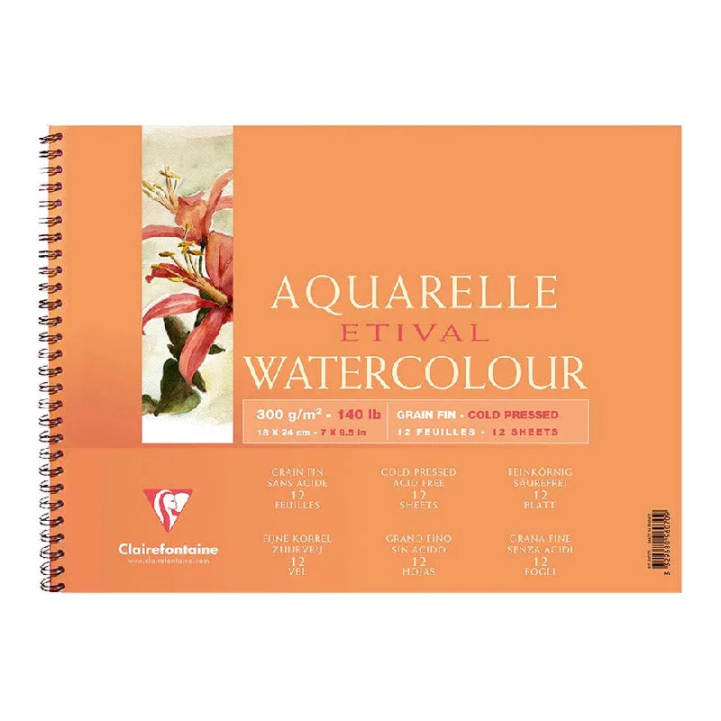 Clairefontaine Etival Cold Press Wirebound Pad 300gsm 12 Sheets