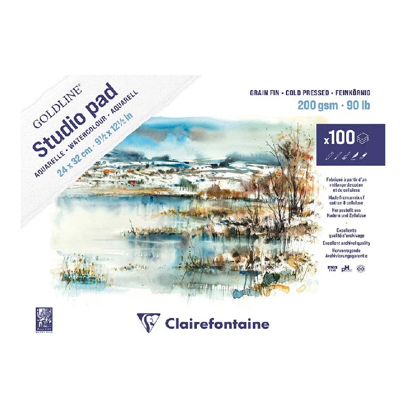 Clairefontaine Goldline Studio Watercolour Pad 24x32cm 100sheets
