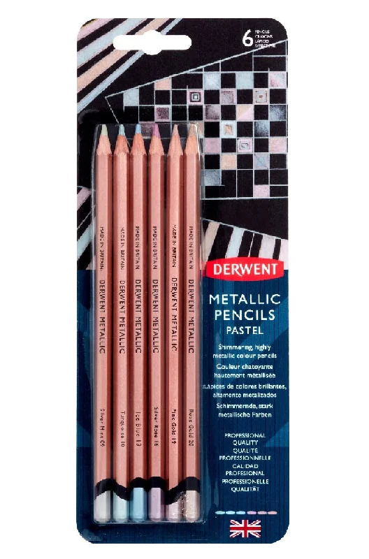Derwent Metallic Pencils Non-Soluble Pack of 6 Pastel Colours
