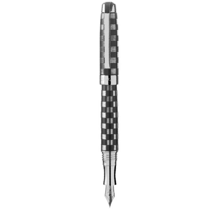 Laban Checkred Flag The 925 Sterling Black Fountain Pen