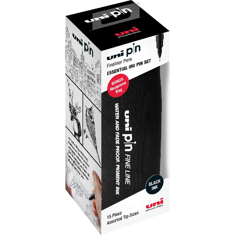 Uni Pin Essentials Set Includes Bag - Pack Of 15