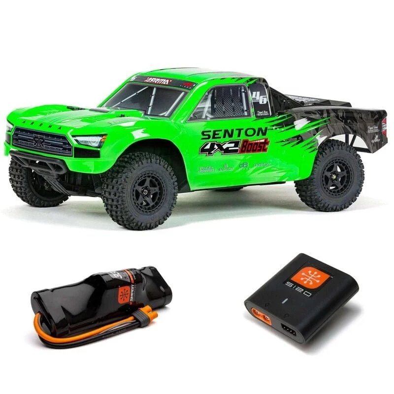 ARA4103SV4T1 1/10 SENTON 4X2 BOOST MEGA 550 Brushed Short Course Truck RTR with Battery & Charger, Green **FOR LONG RUN TIME BATTERY ORDER part # SPMX52S30H3
