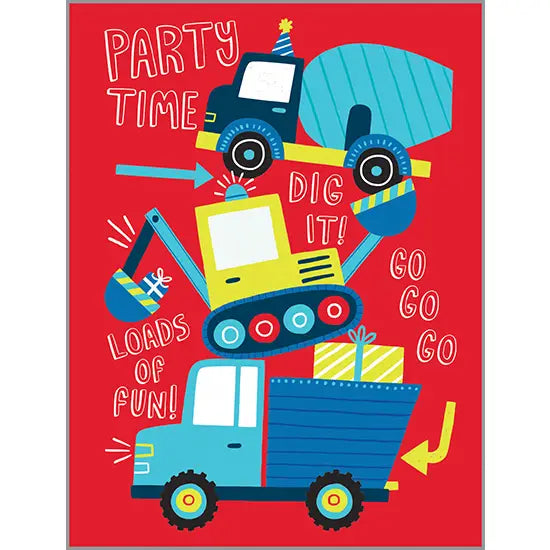 Construction Trucks - Birthday Card