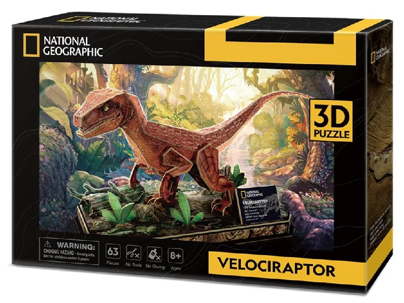 NATIONAL GEOGRAPHIC - VELOCIRAPTOR 63PC 3D PUZZLE