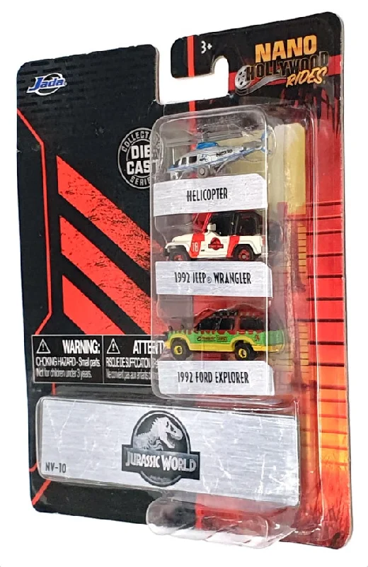 Jada Toys 31955 - Jurassic World 3 Piece Set - Helicopter, Jeep, Ford