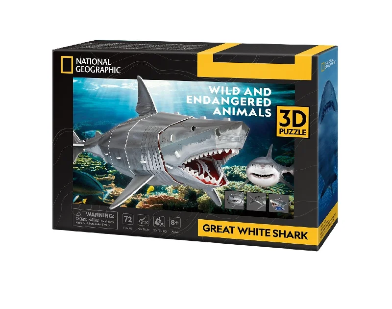 NATIONAL GEOGRAPHIC - GREAT WHITE SHARK 72PC 3D PUZZLE