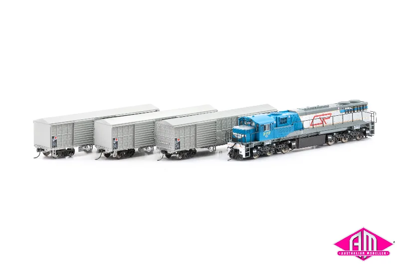 Queensland Rail Locomotive Starter Set With 3 Cattle Wagons (HO Scale) SET01HO
