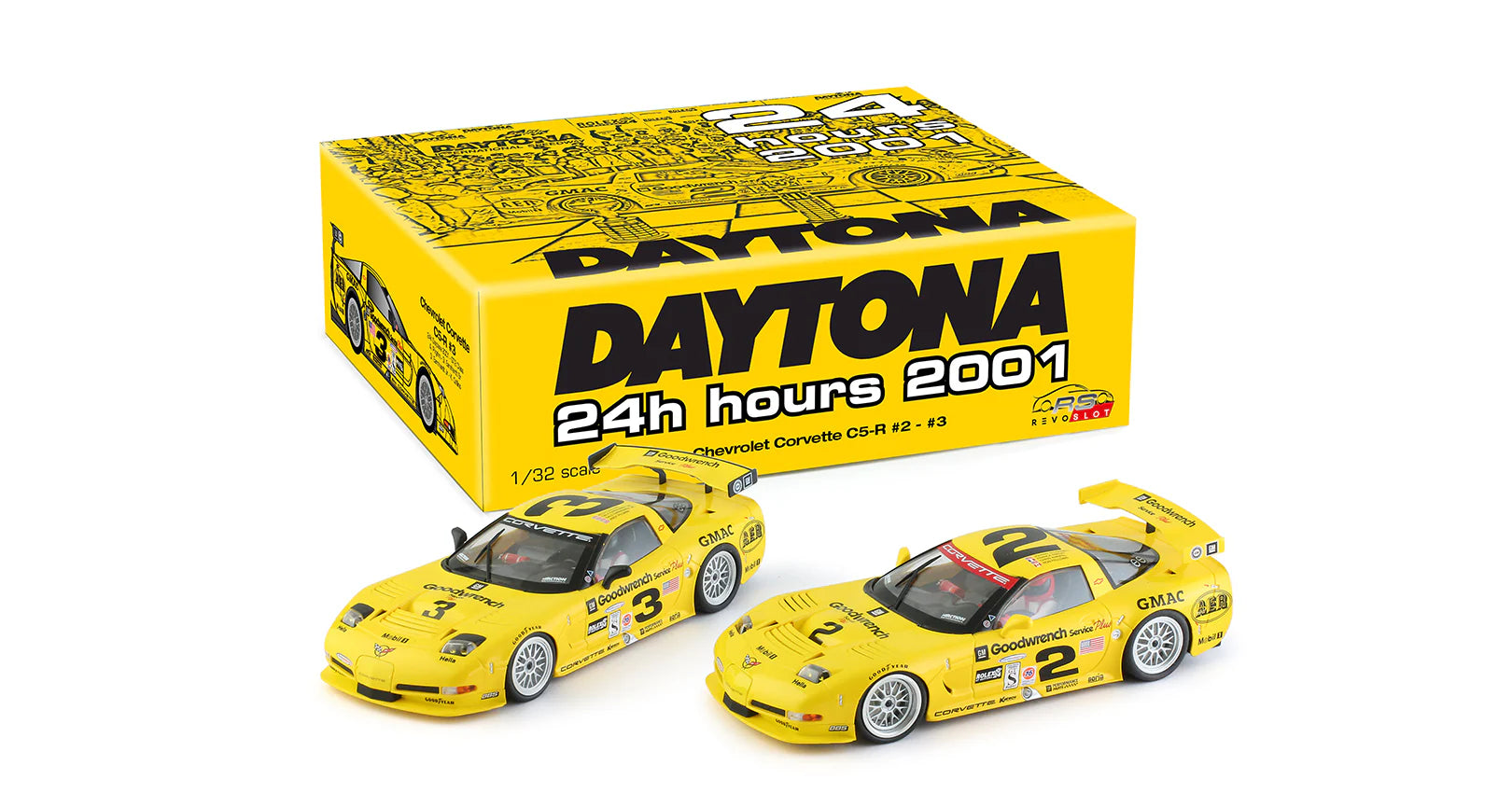 REVO Slot 0217 1/32 Corvette C5-R â€“ Daytona 24 Hour 2001 #2 & #3 Slot Car Twin Pack**