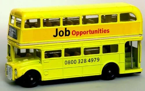Oxford Diecast Job Opportunities Yellow Bus - 1:76 Scale