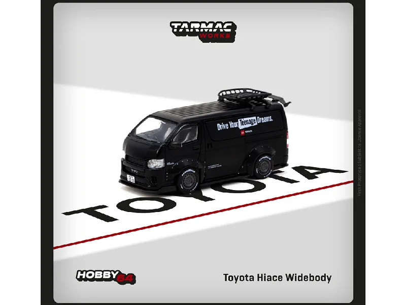 Toyota Hiace Widebody Van RHD (Right Hand Drive) Matt Black with Roof Rack "Drive Your Teenage Dreams" "Hobby64" Series 1/64 Diecast Model Car by Tarmac Works