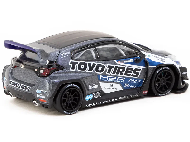 Toyota Pandem GR Yaris RHD (Right Hand Drive) "Toyo Tires" Gray Metallic with Graphics "Hobby64" Series 1/64 Diecast Model Car by Tarmac Works