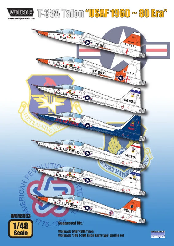 Wolfpack 1/48 decal T-38A Talon USAF 1960 ~ 80 Era - WD48003 for Wolfpack kits