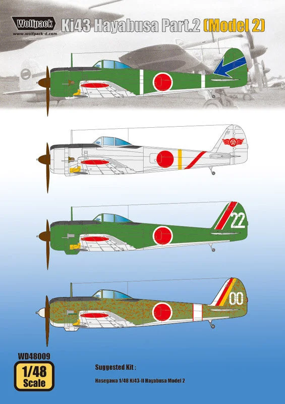 Wolfpack 1/48 decal Ki43 Hayabusa Pt.2 (Model 2) for Hasegawa - WD48009