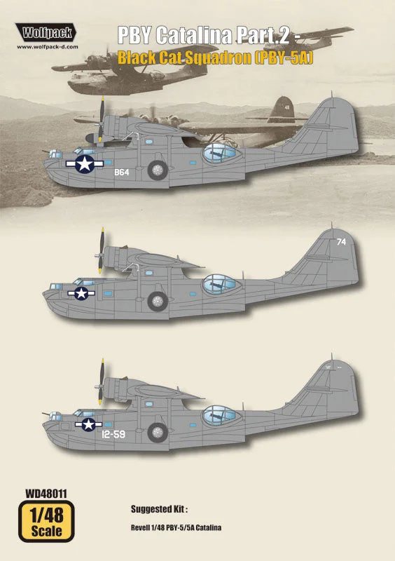 Wolfpack 1/48 decal PBY Catalina Part.2 - Black Cat Squadron (PBY-5A) - WD48011