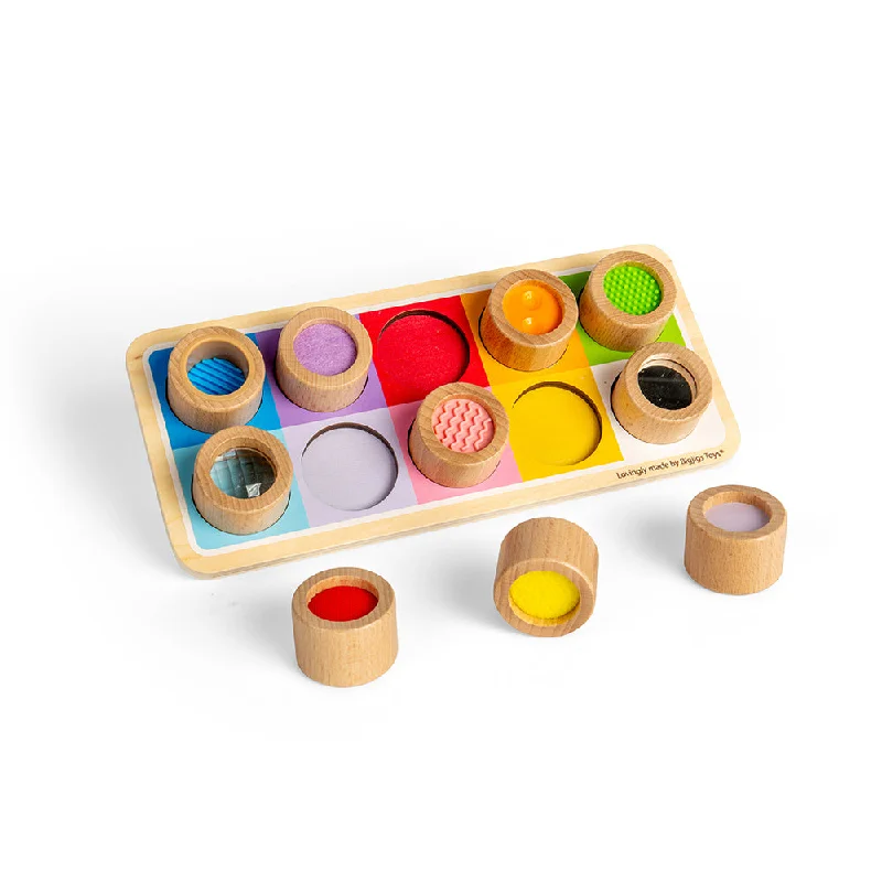 Bigjigs Toys Wooden Sensory Board, Colour Matching Tray And Tubes