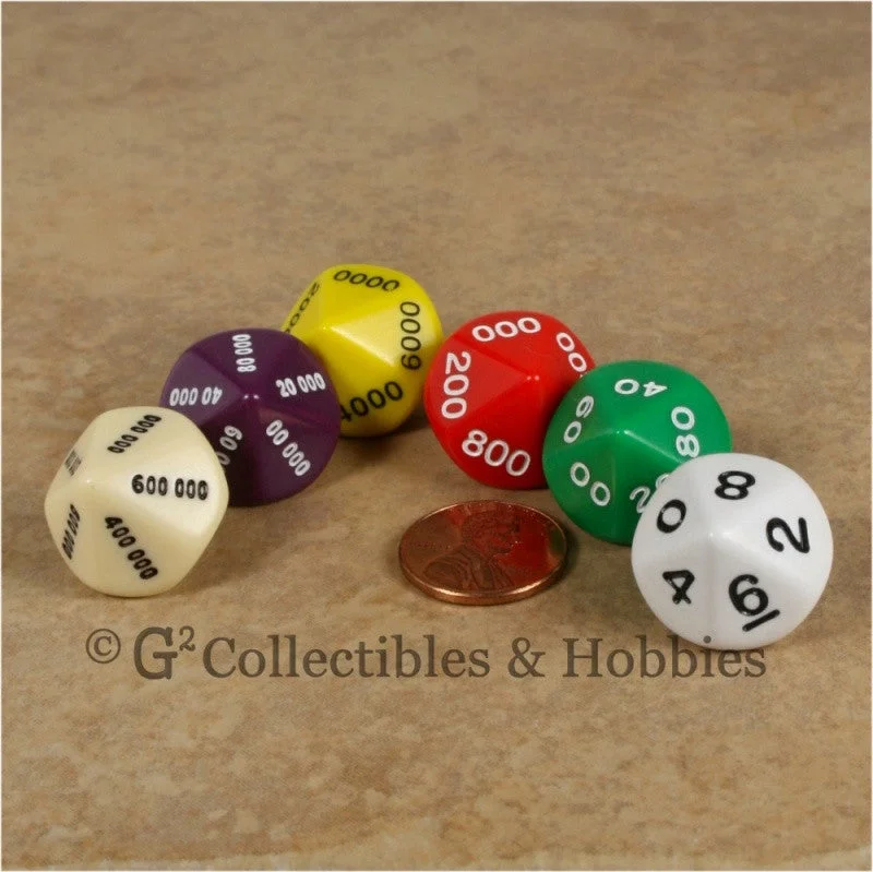 D10 Opaque Multi-Color Place Value Dice Tens 6pc Set