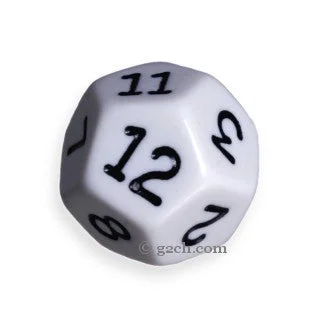 D12 Opaque White with Black Numbers