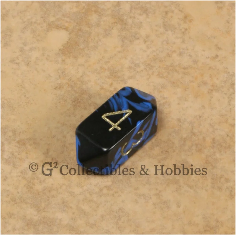 D4 Crystal Oblivion Blue Die with Gold Numbers