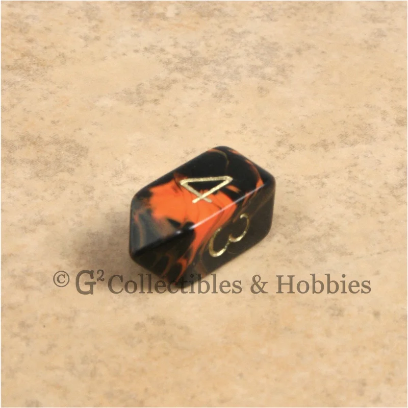 D4 Crystal Oblivion Orange Die with Gold Numbers
