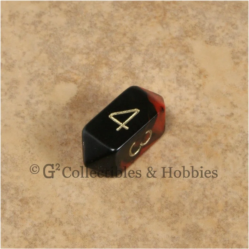 D4 Crystal Oblivion Dark Red Die with Gold Numbers