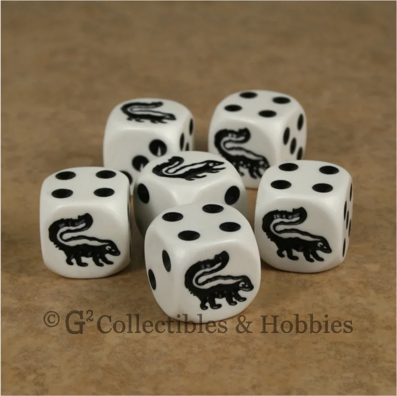 Skunk 6pc Dice Set - White