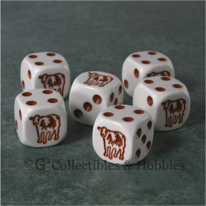 Cow 6pc Dice Set - Brown