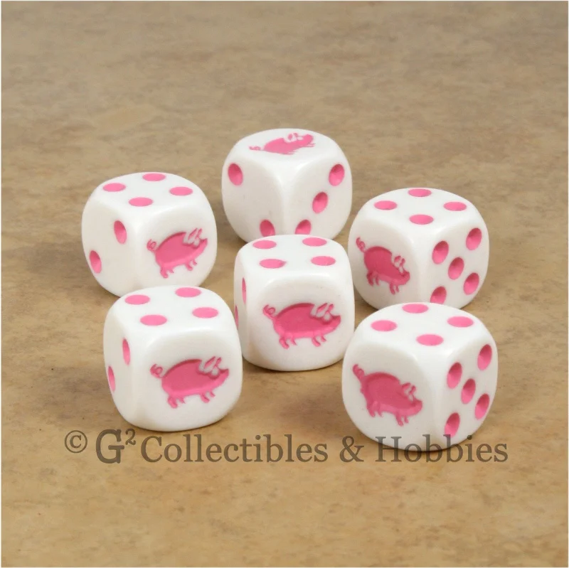 Pig 6pc Dice Set - White