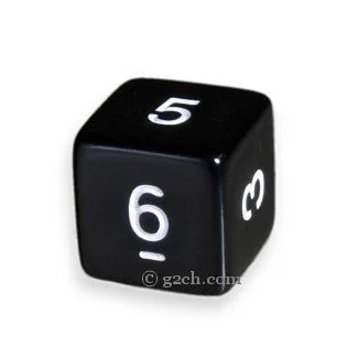 D6 Opaque Black with White Numbers