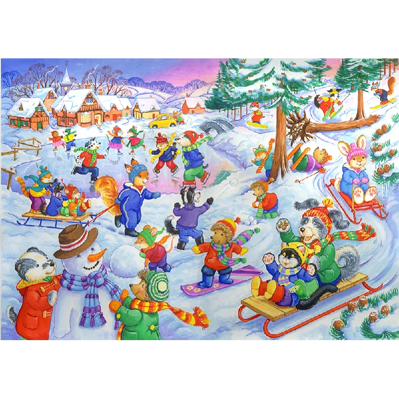 The House of Puzzles Fun In The Snow, 80 Piece Jigsaw Puzzle