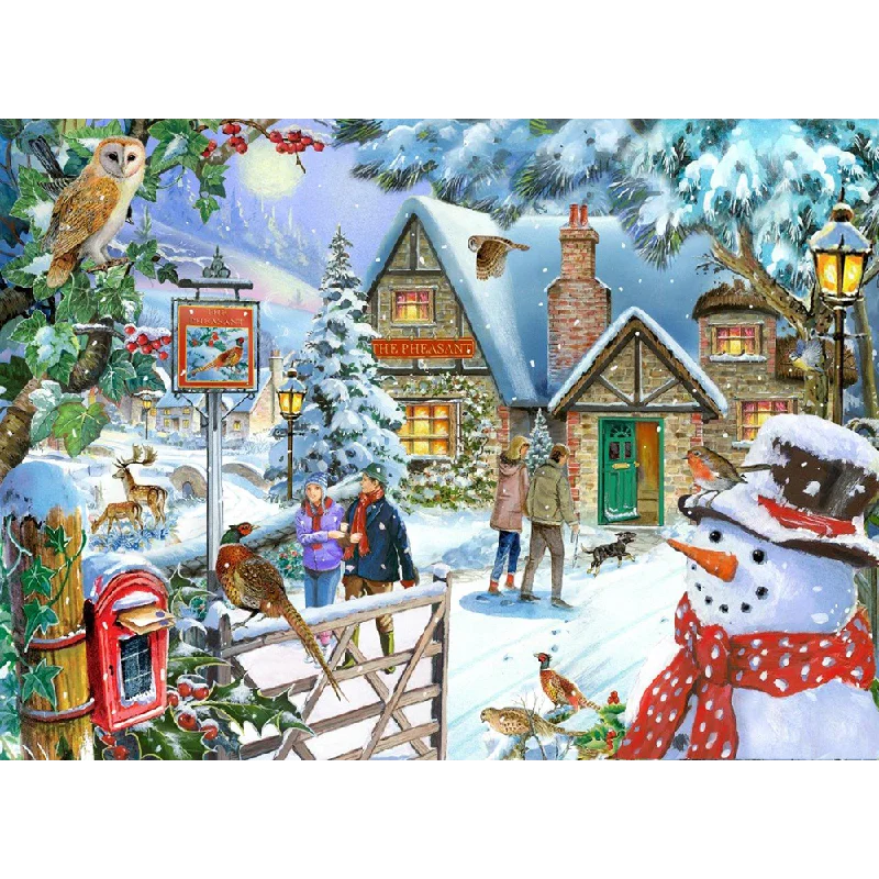 The House of Puzzles Snowman's View, 1000 Piece Jigsaw Puzzle