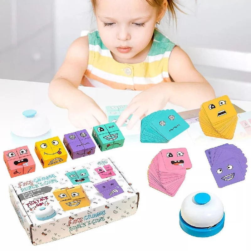 Wooden Face Changing Magic Cube Puzzle - 2 to 4 Players